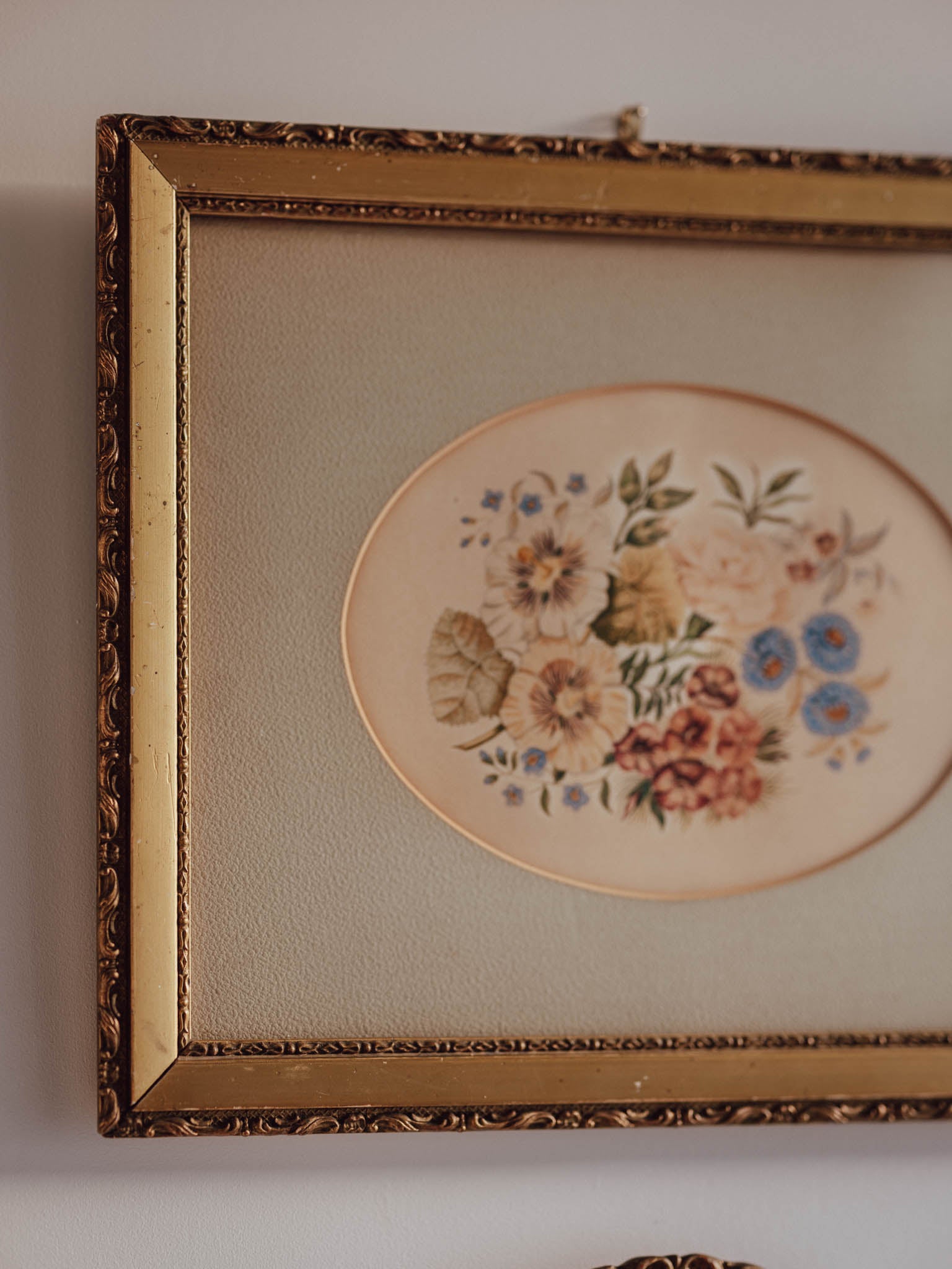 Antique Floral Watercolour in Ornate Gilded Frame
