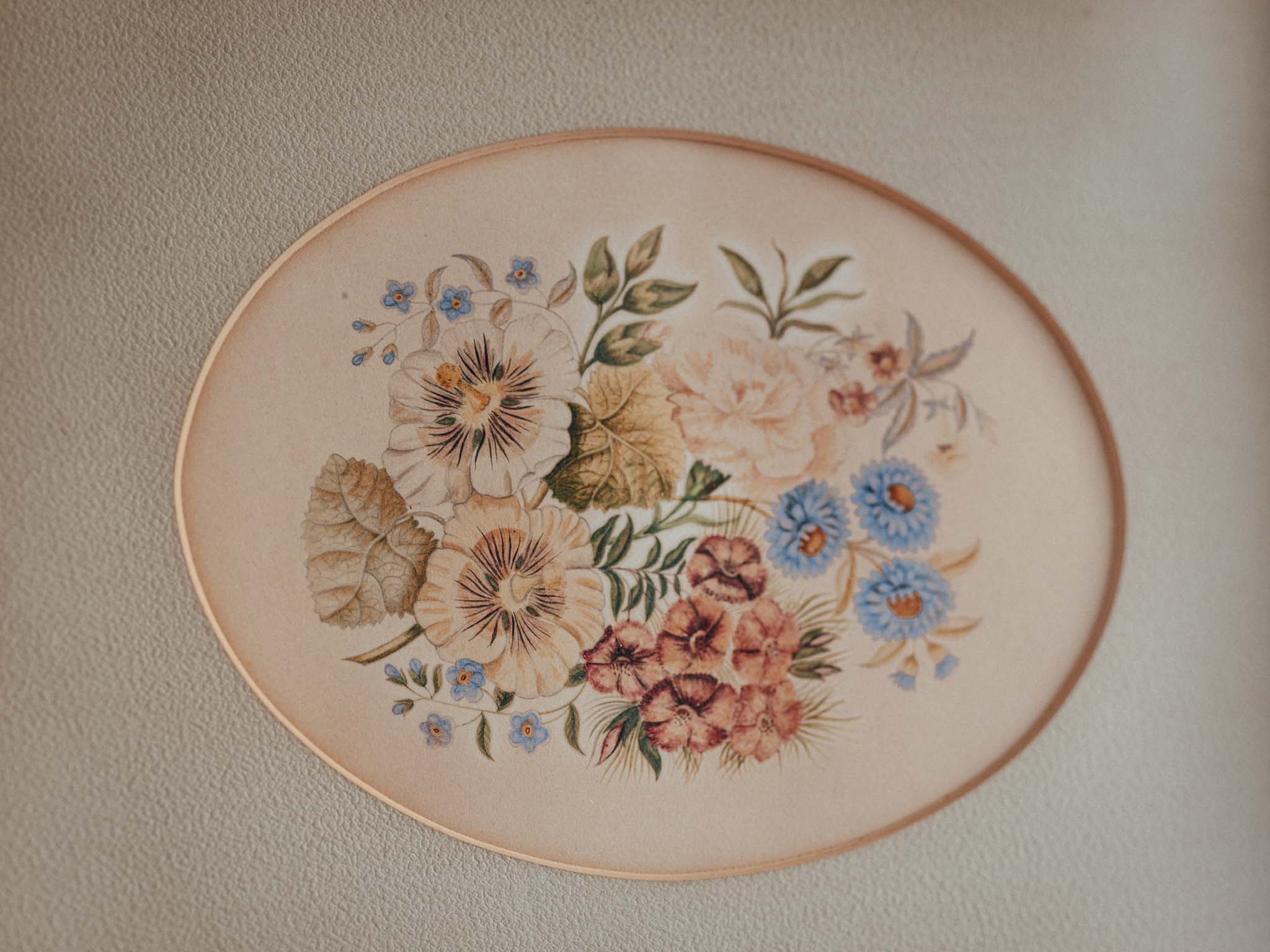 Antique Floral Watercolour in Ornate Gilded Frame
