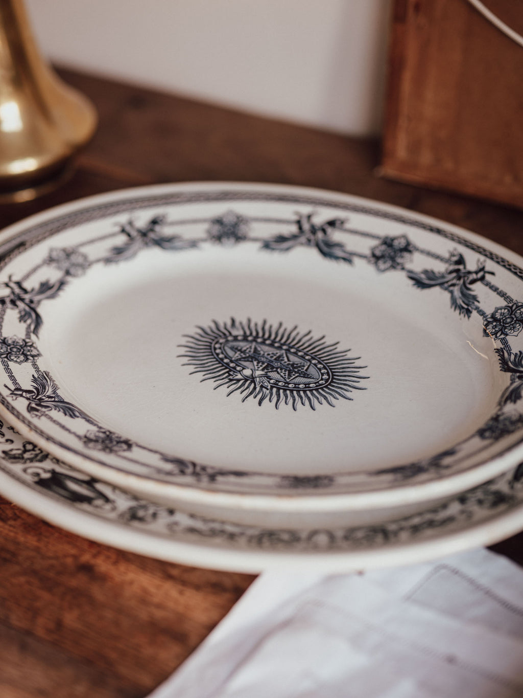 Antique Wedgwood & Co. “Indian Star” Indigo Blue Transferware Platter (40cm)