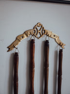 Vintage Brass & Wood Hanging Utensil Set