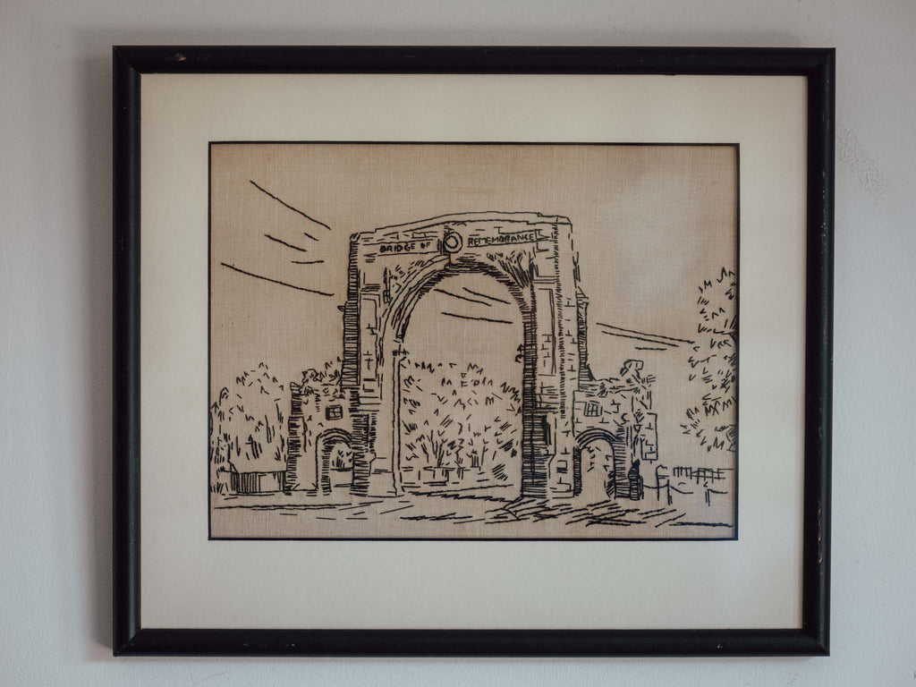 Bridge of Remembrance, Christchurch - Framed Needlwork on Linen