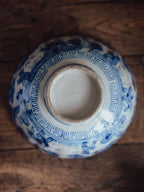 Antique Japanese Meiji Period Blue & White Fluted Bowl