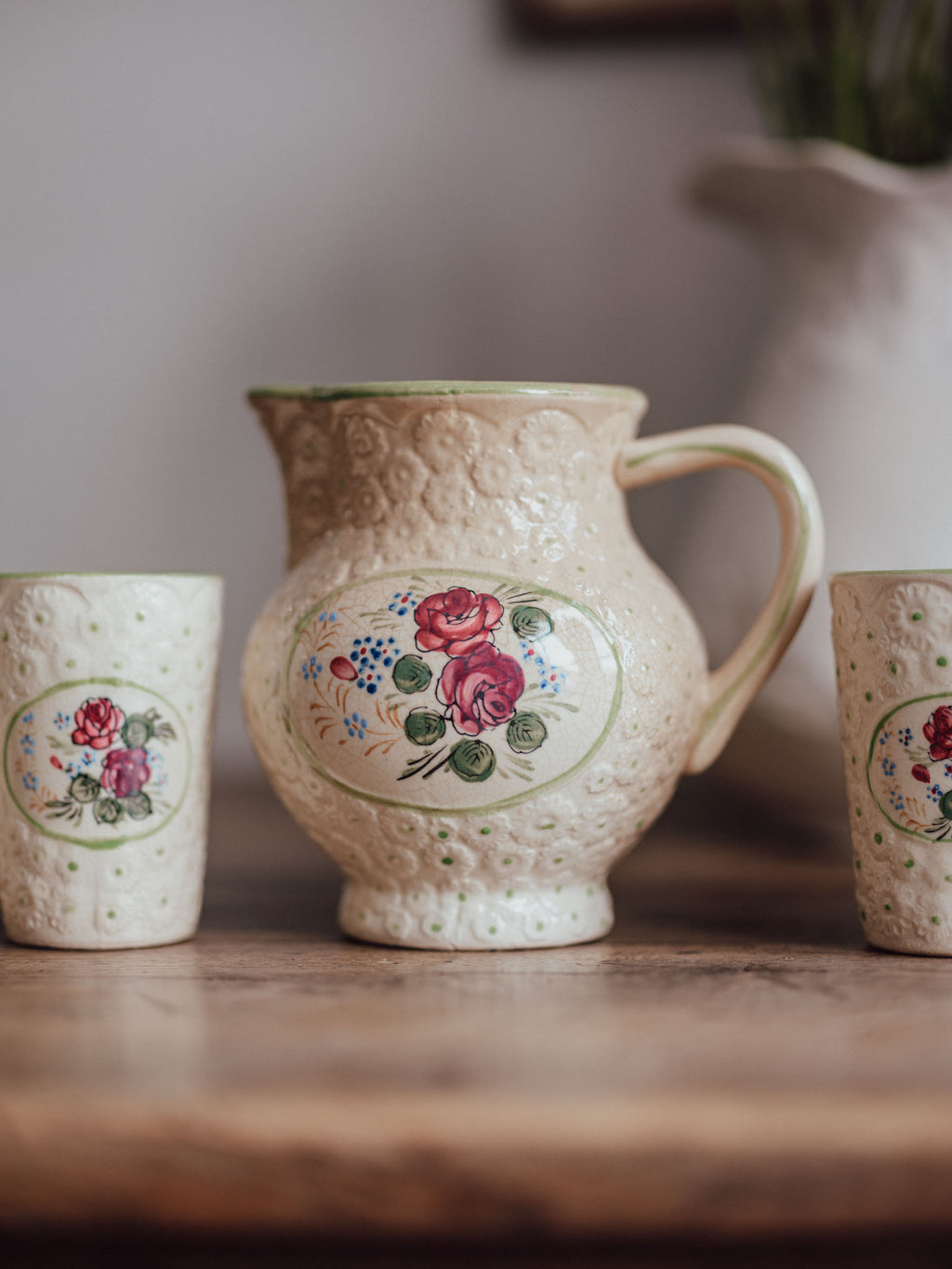 Vintage Ceramic Jug and Four Tumblers