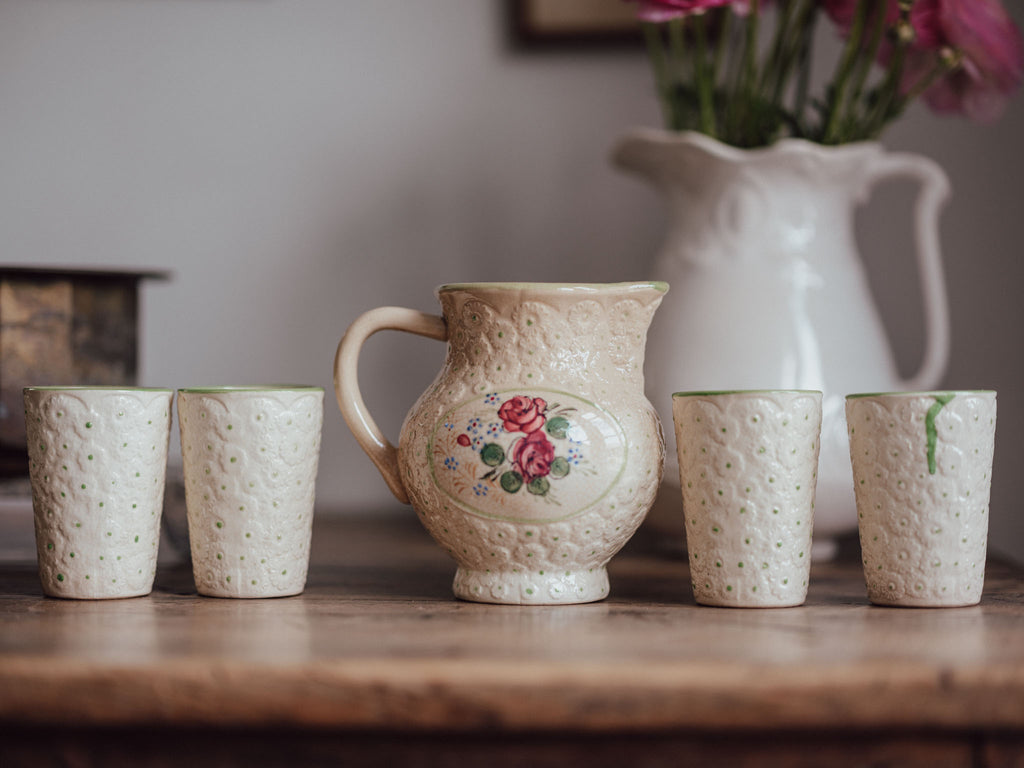 Vintage Ceramic Jug and Four Tumblers