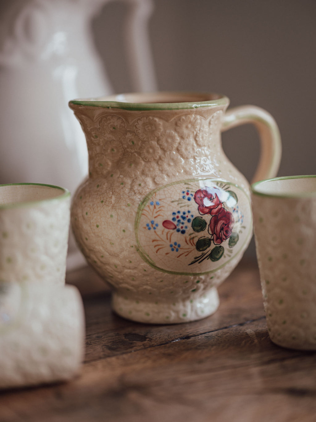 Vintage Ceramic Jug and Four Tumblers