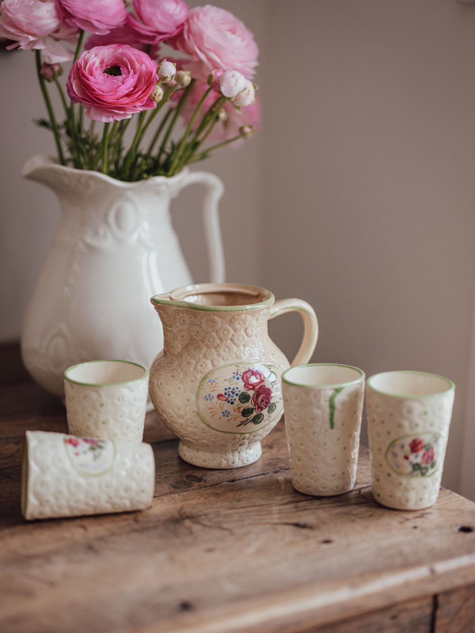 Vintage Ceramic Jug and Four Tumblers