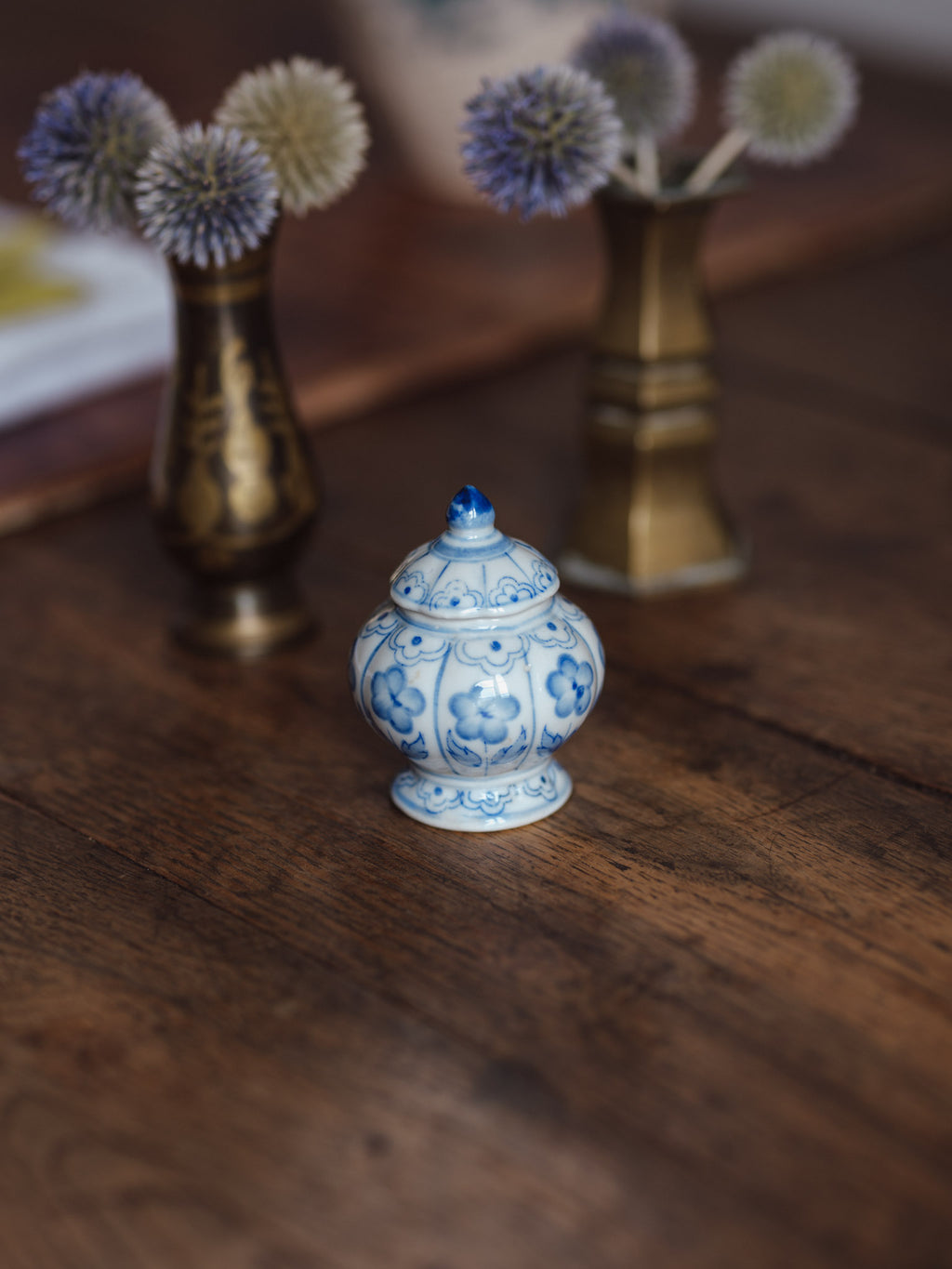 Small Blue & White lidded container