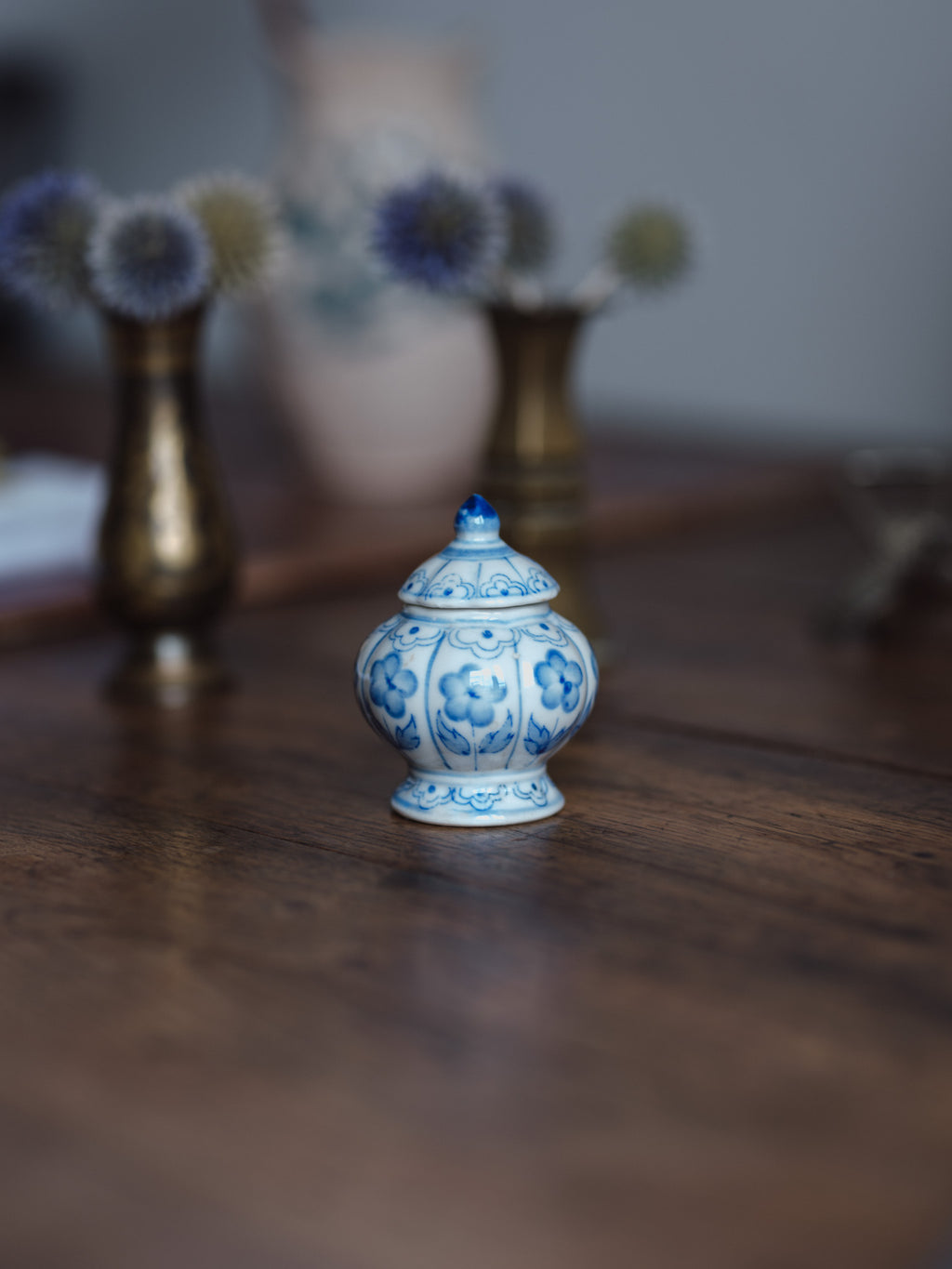 Small Blue & White lidded container