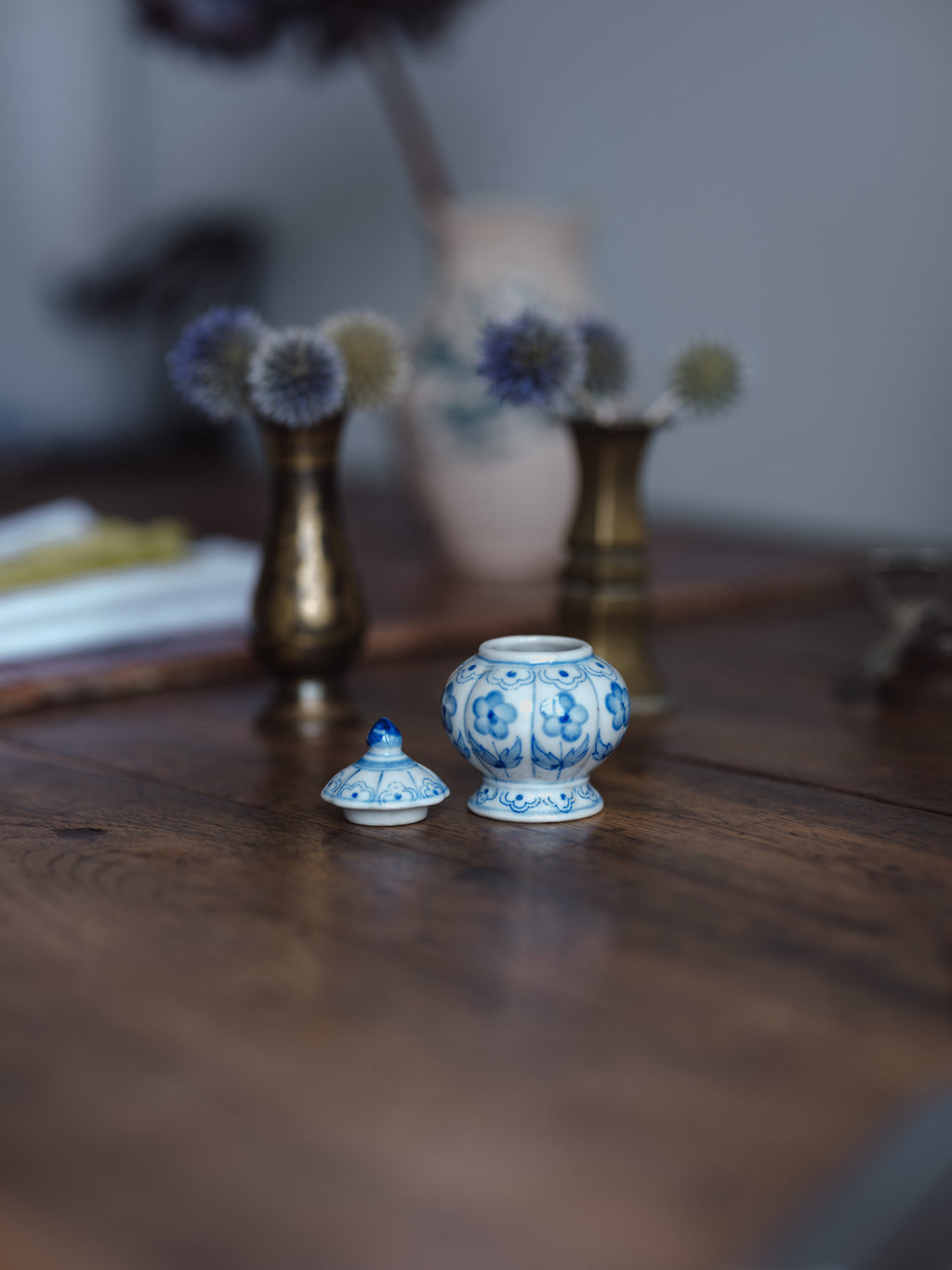 Small Blue & White lidded container