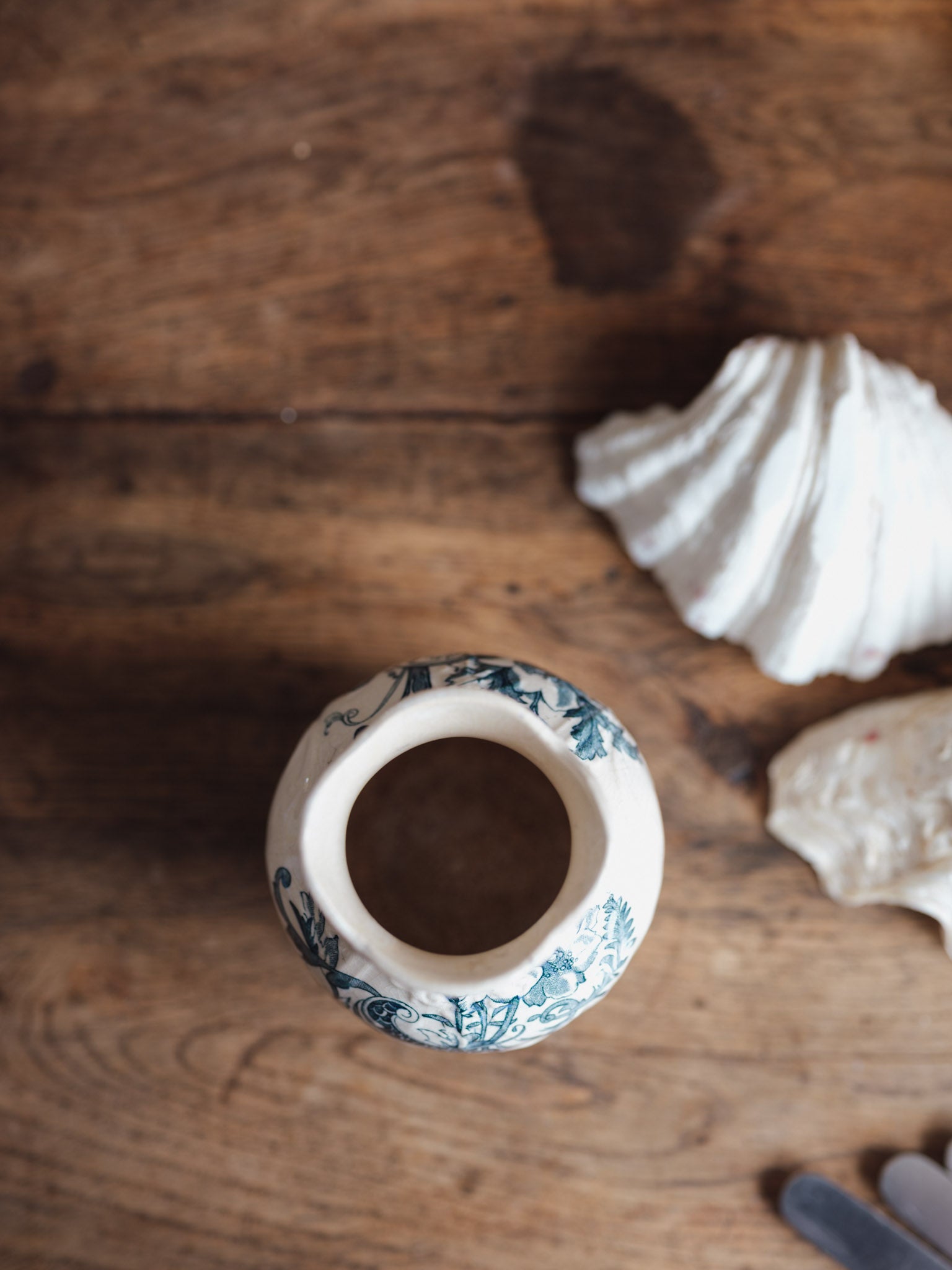 Transferware ironstone vase