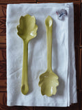 Carlton Ware Ceramic salad servers - light apple green