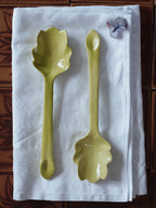 Carlton Ware Ceramic salad servers - light apple green