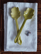 Carlton Ware Ceramic salad servers - light apple green