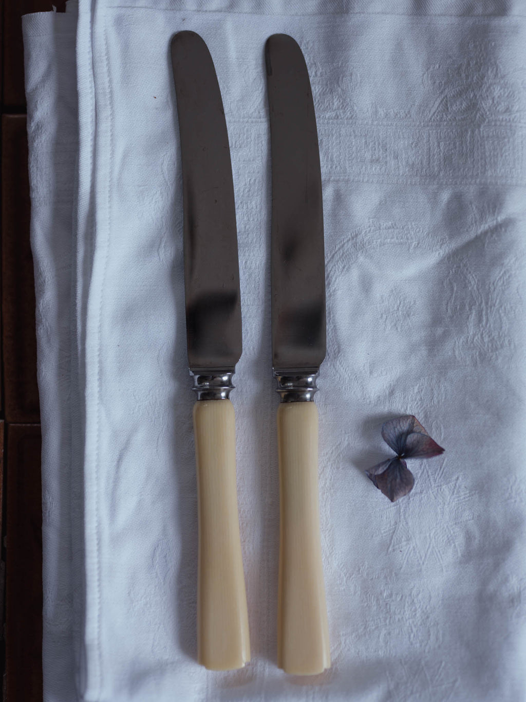 Stainless Faux Bone Handled Cutlery (engraved H)