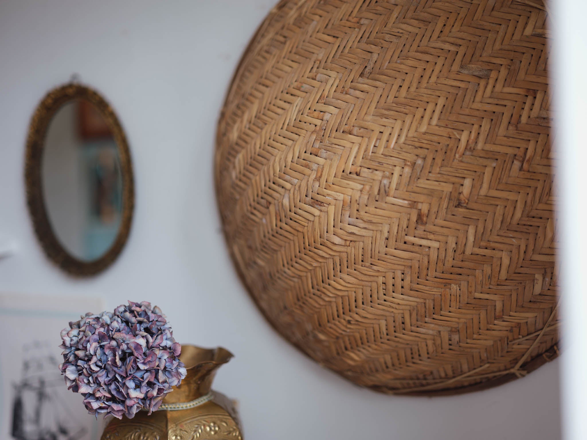 Antique large cane rice sifter