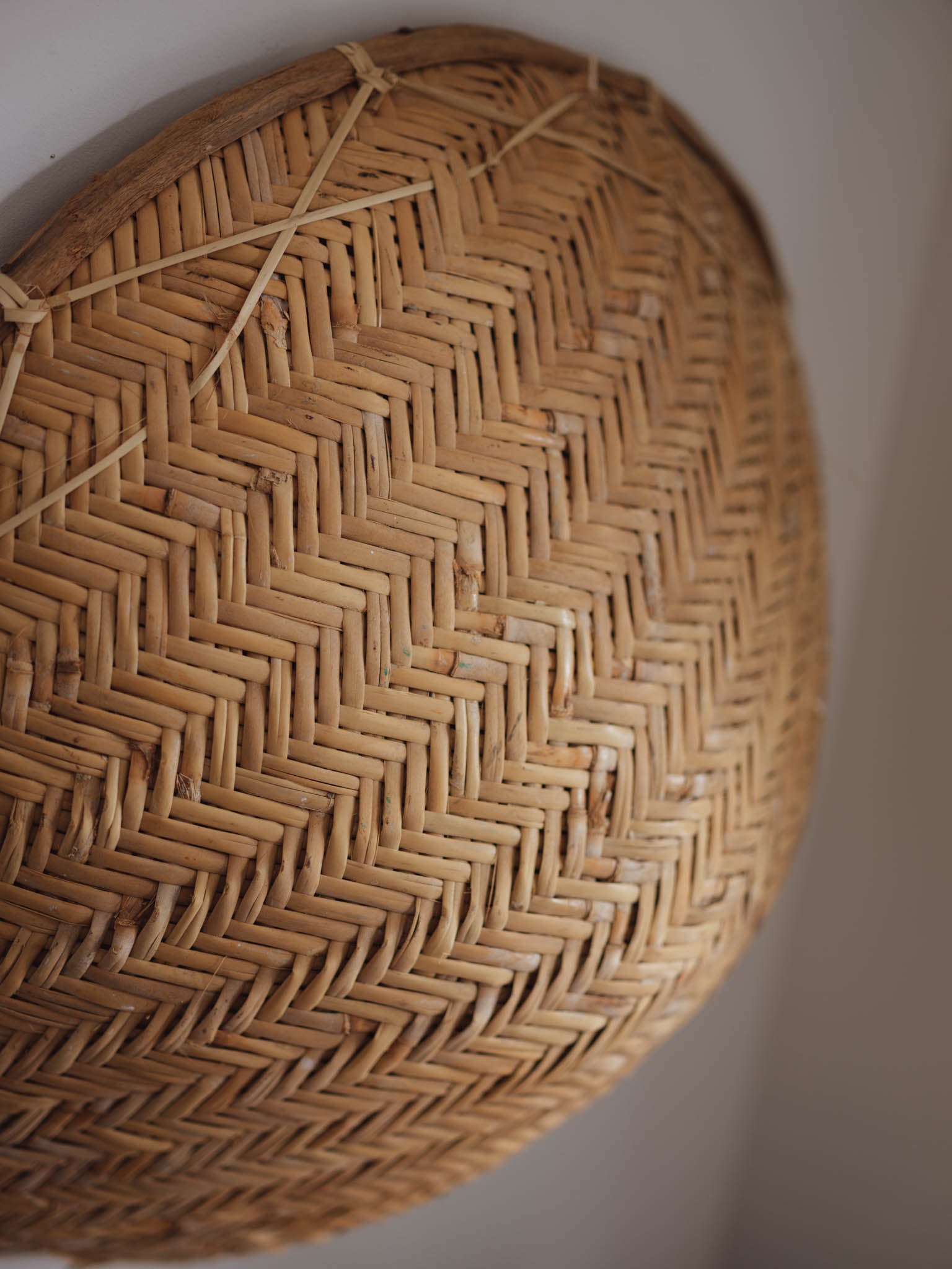 Antique large cane rice sifter