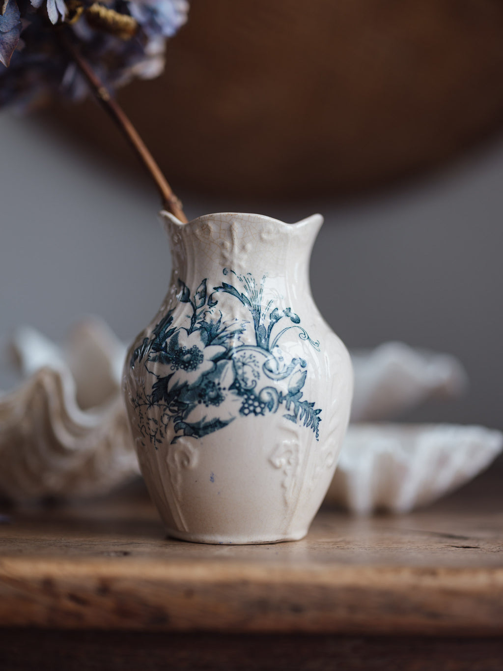 Transferware ironstone vase