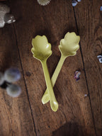 Carlton Ware Ceramic salad servers - light apple green