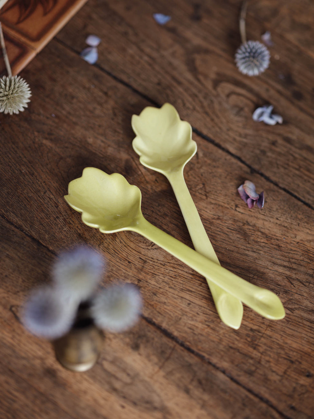 Carlton Ware Ceramic salad servers - light apple green