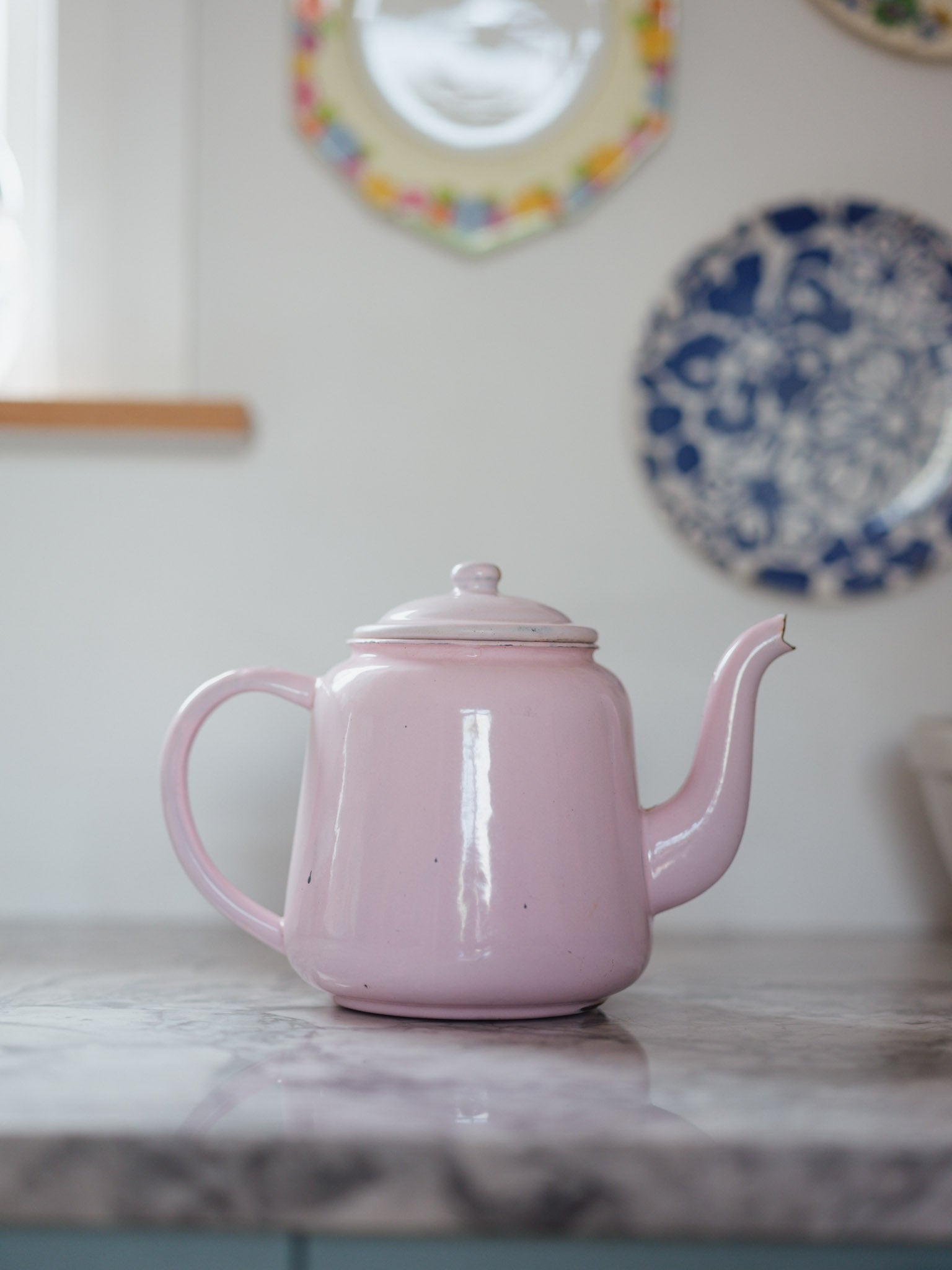 Pink Enamel Vintage Teapot