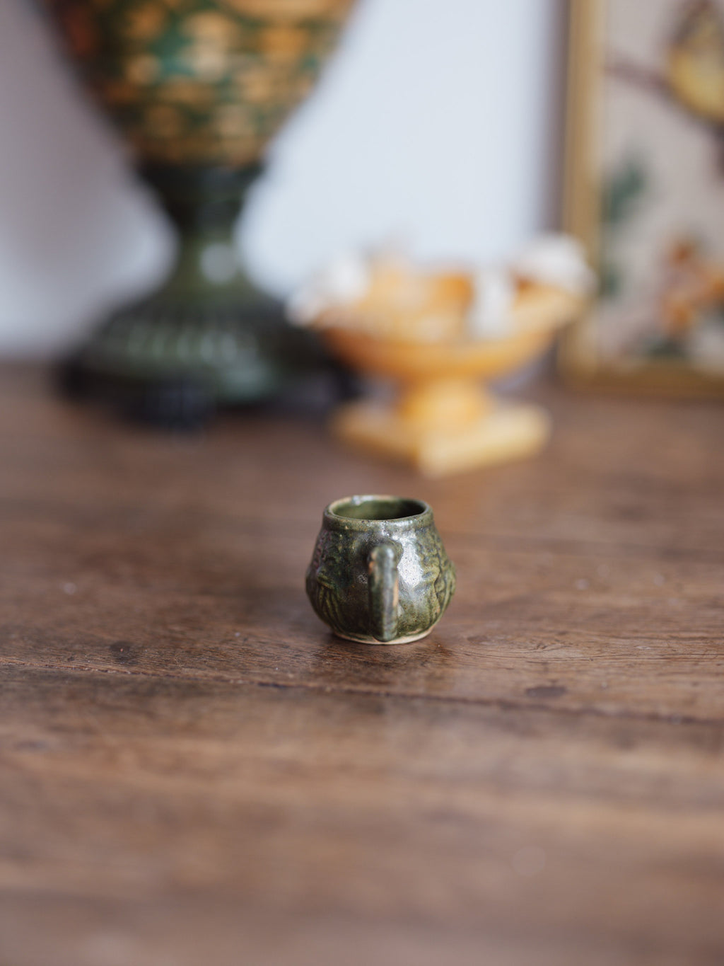 Miniature green corn-motif mug