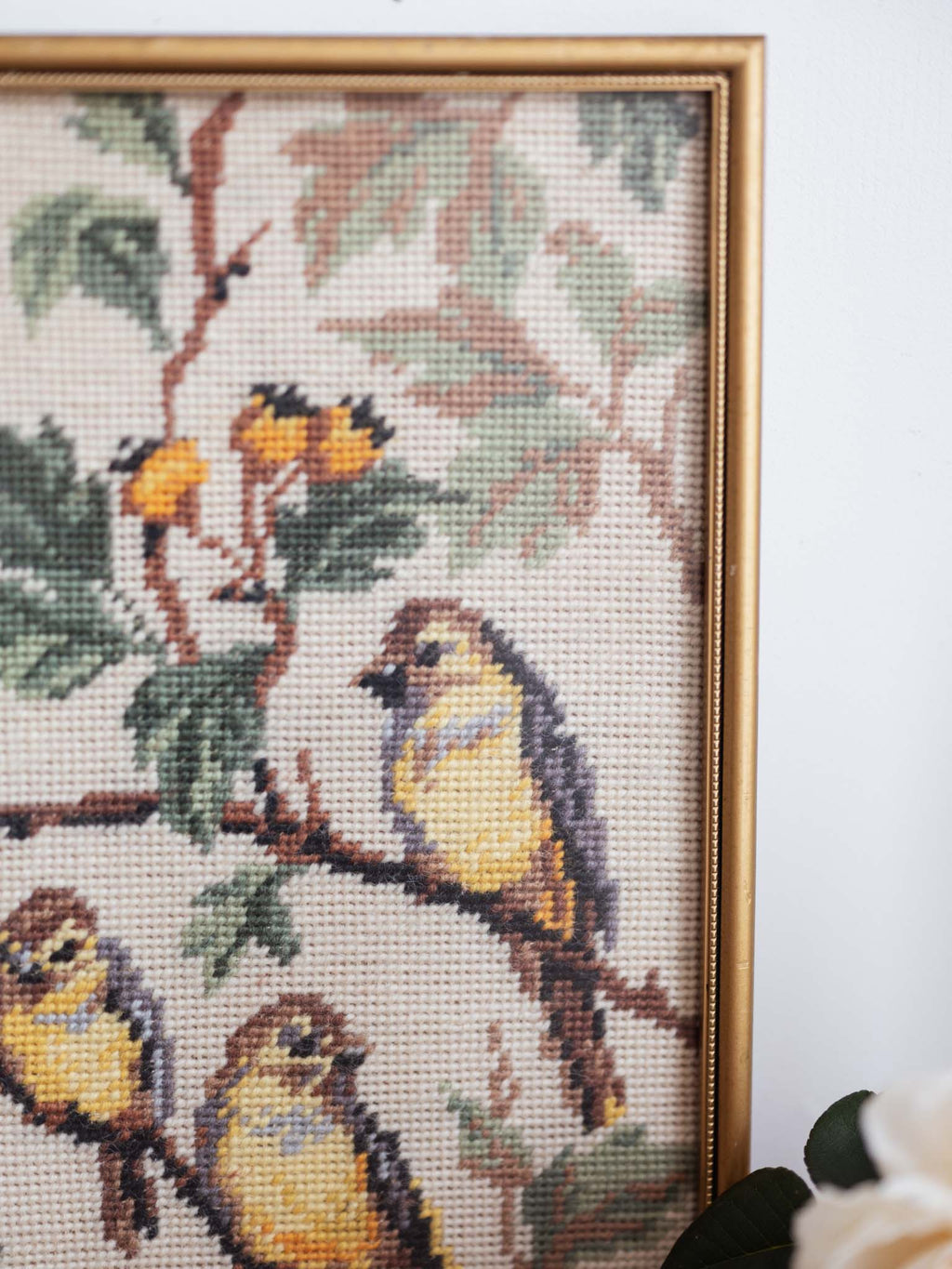 Vintage Bird tapestry in frame