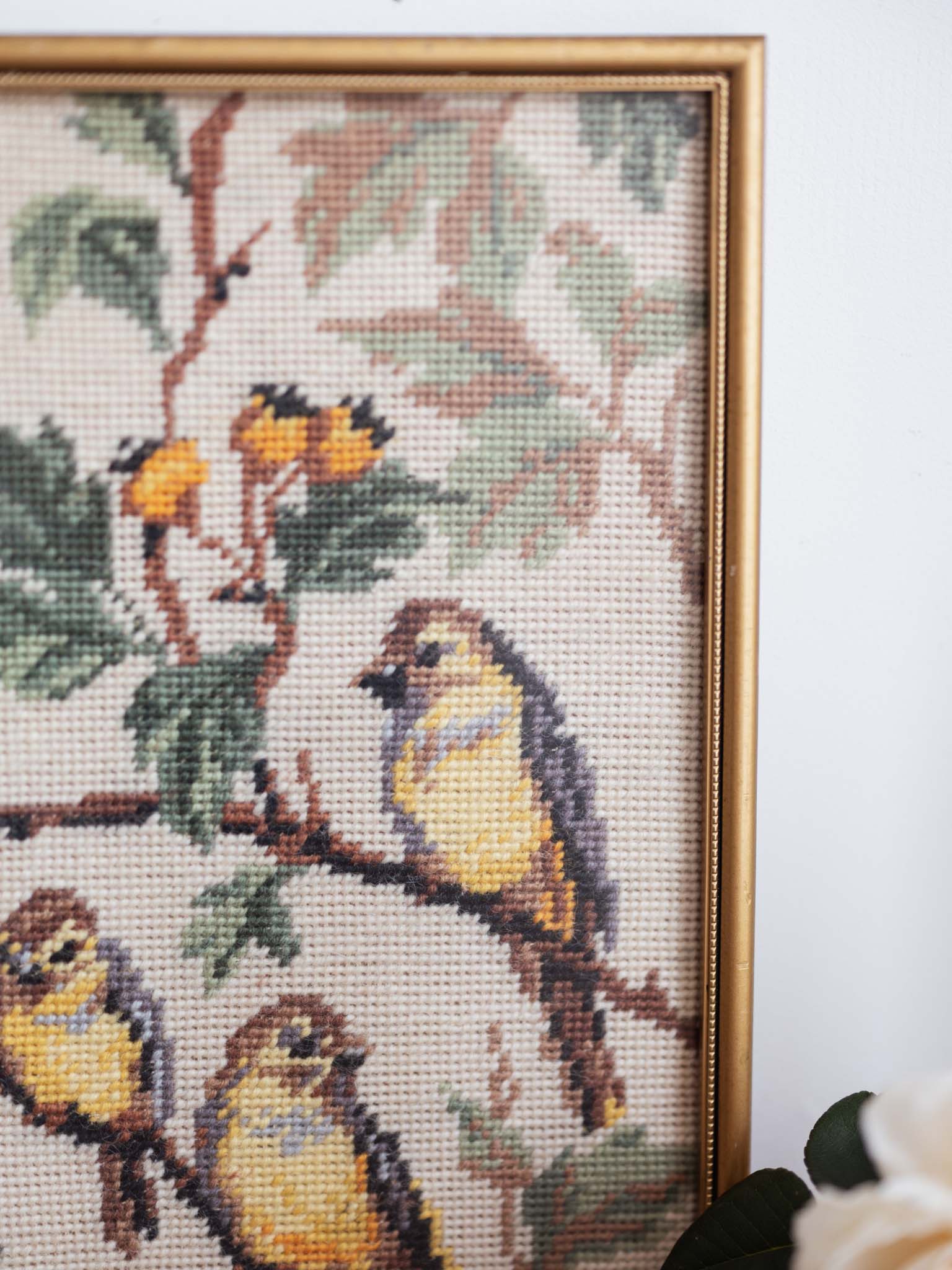 Vintage Bird tapestry in frame