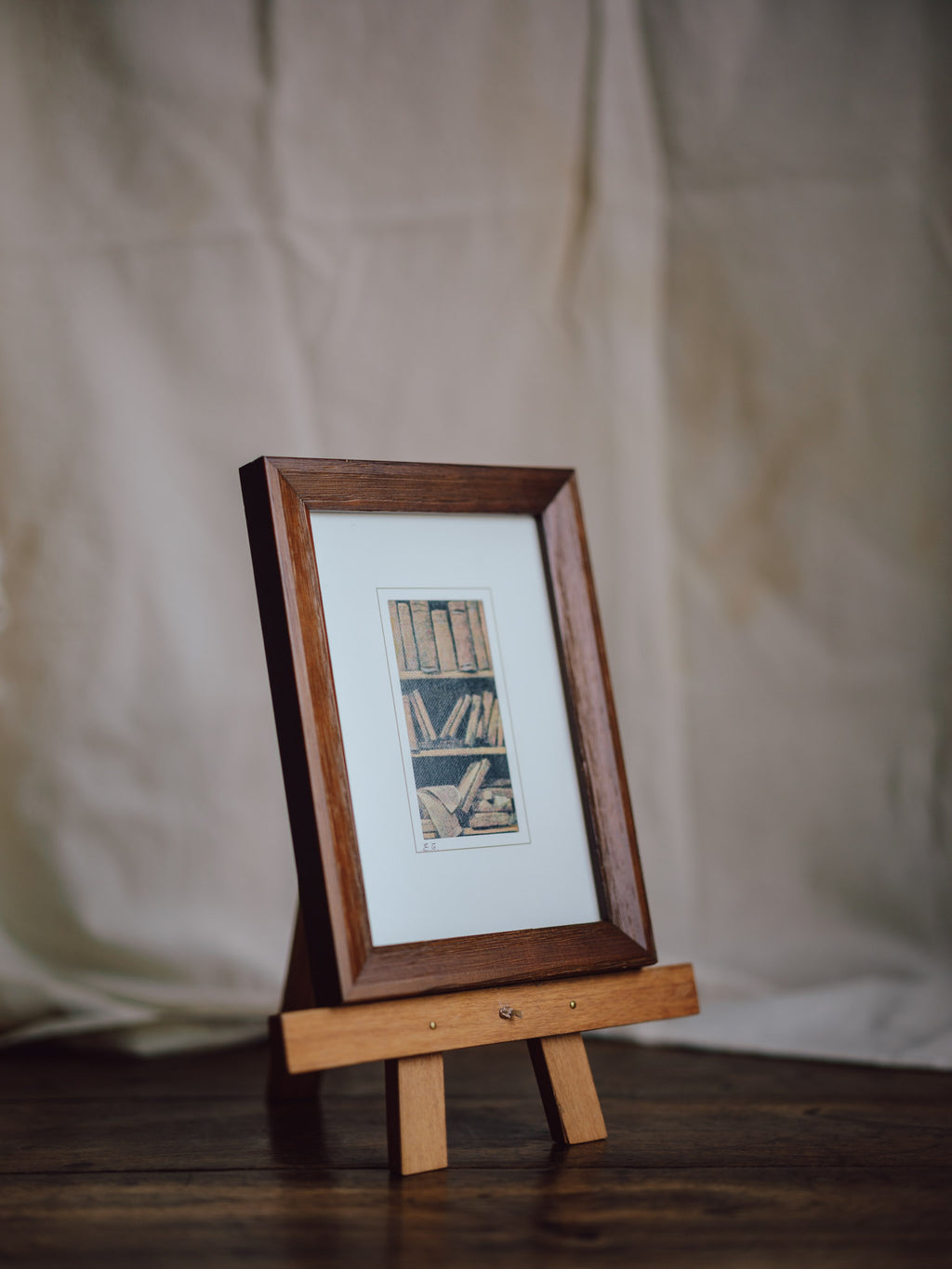 Framed Painting – Bookshelf Study by EG