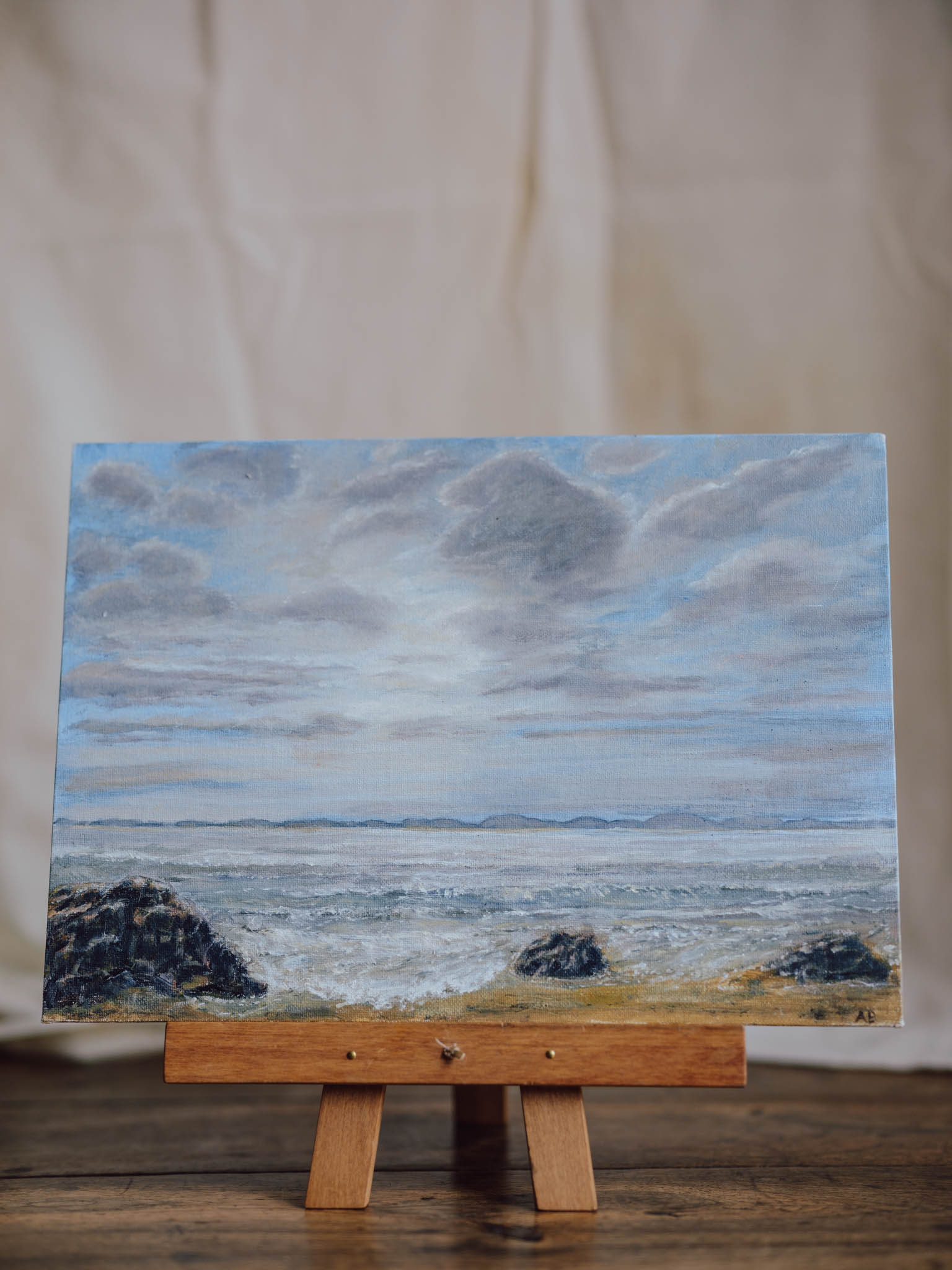 Vintage Seascape Oil Painting – Nelson Coastline