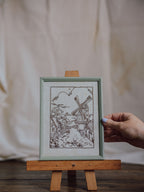 Framed Dutch Hand-Stitched Linen – Windmill Scene