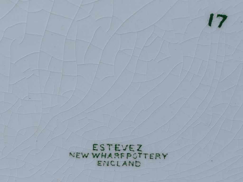 Antique “Estevez” Green Floral Ashet – New Wharf Pottery England