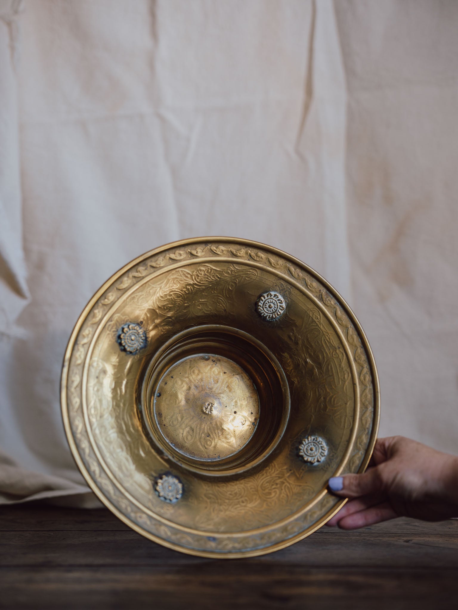 Ornate Vintage Brass Bowl