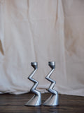 Pair of Aluminium Zigzag Candle Holders