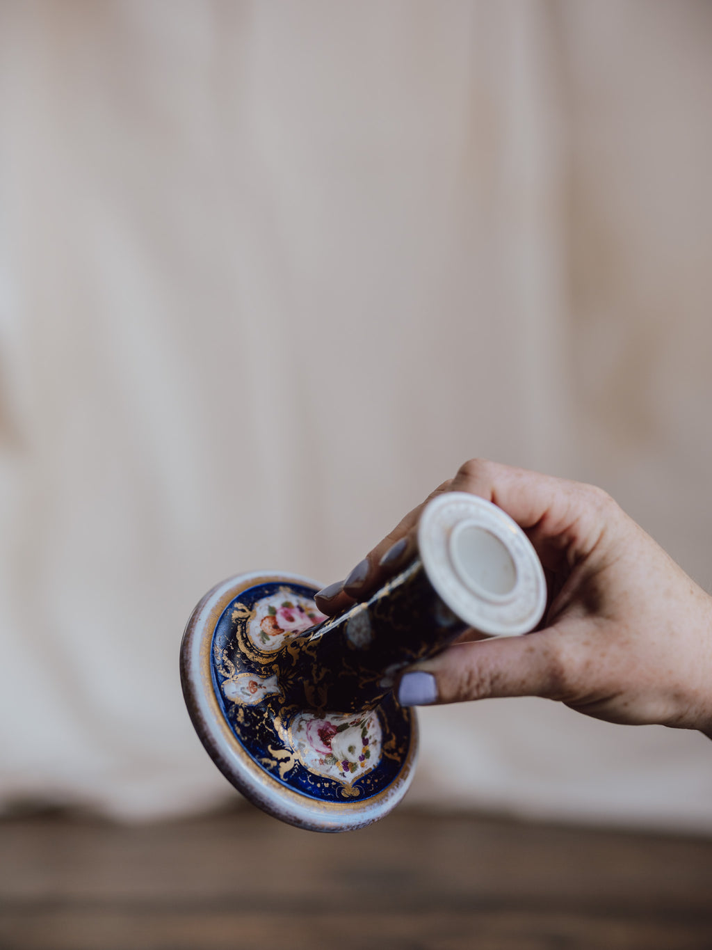 Charming Floral and Gilded Candlestick