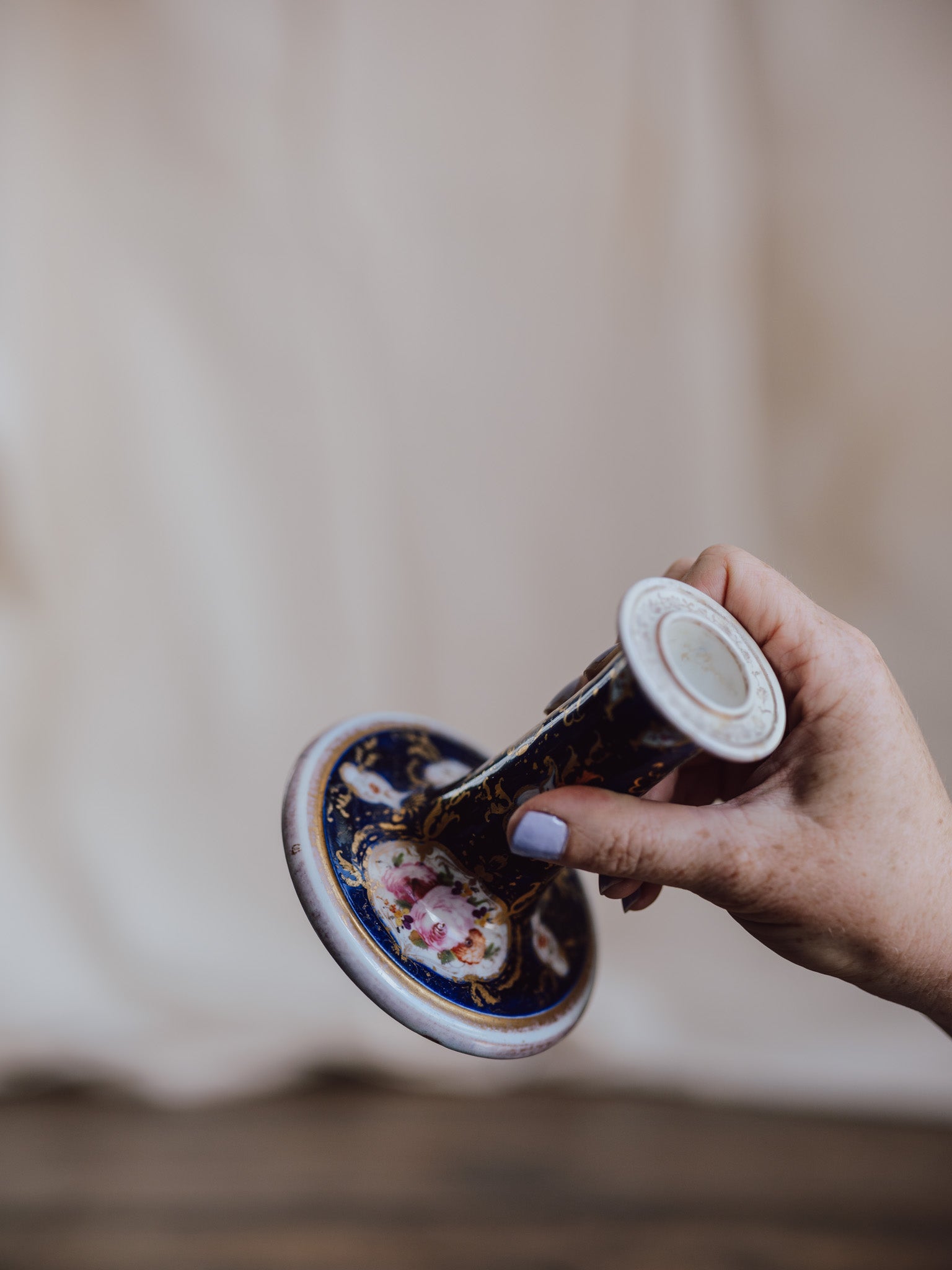Charming Floral and Gilded Candlestick