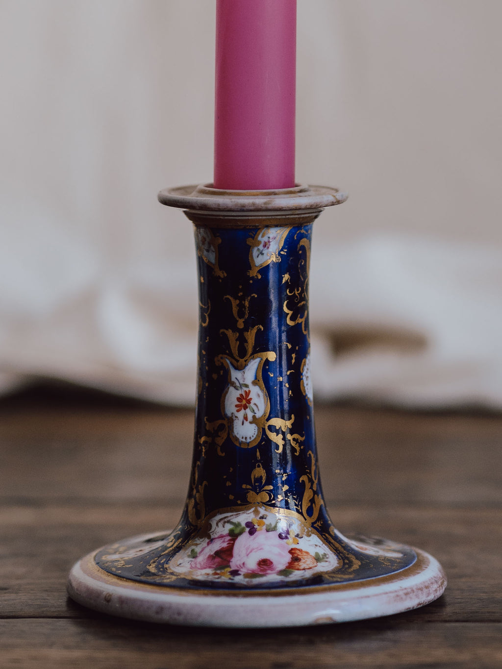 Charming Floral and Gilded Candlestick
