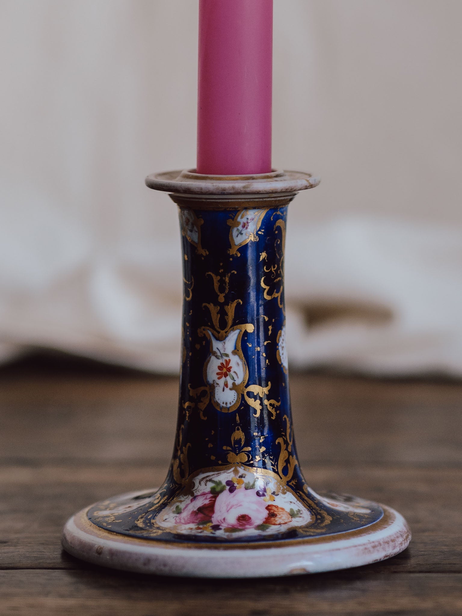 Charming Floral and Gilded Candlestick