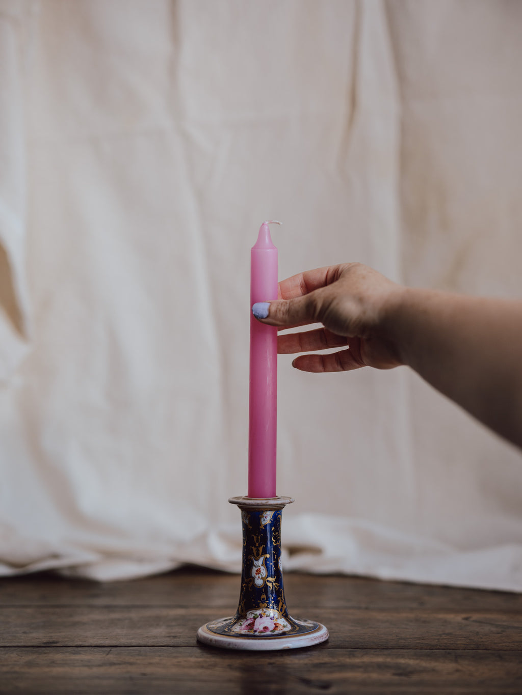 Charming Floral and Gilded Candlestick