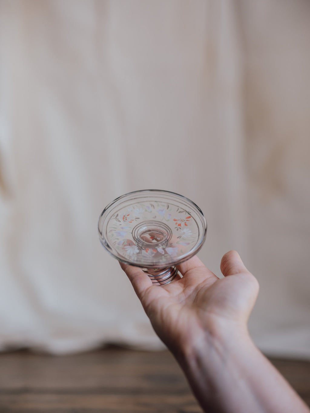 Vintage Glass Handpainted Candlestick