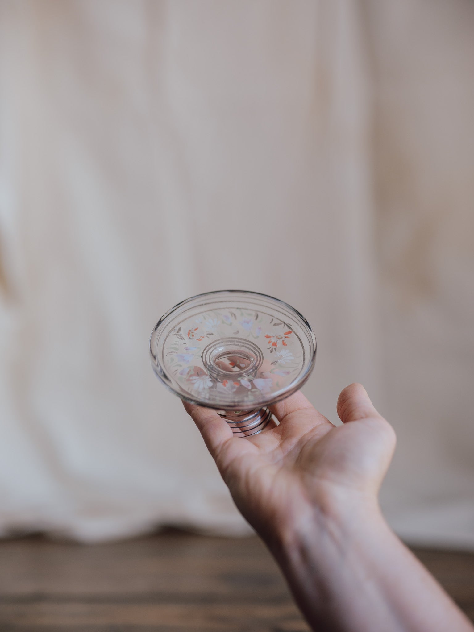 Vintage Glass Handpainted Candlestick