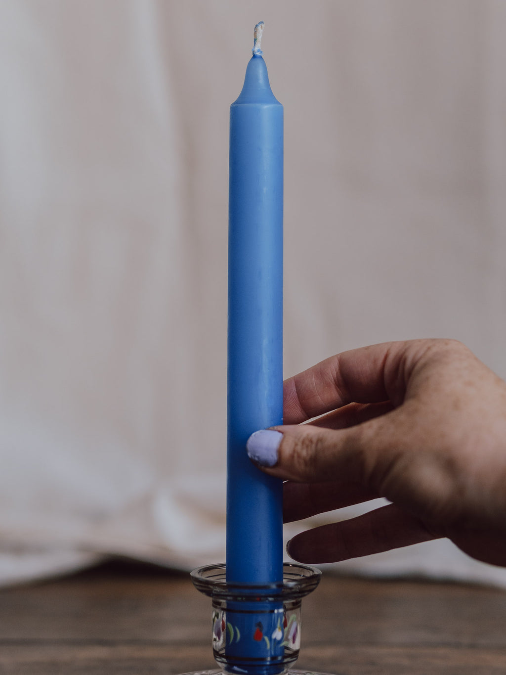 Lake Blue Household Taper Candle
