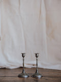 Silver-Washed Engraved Indian Candlesticks – Pair