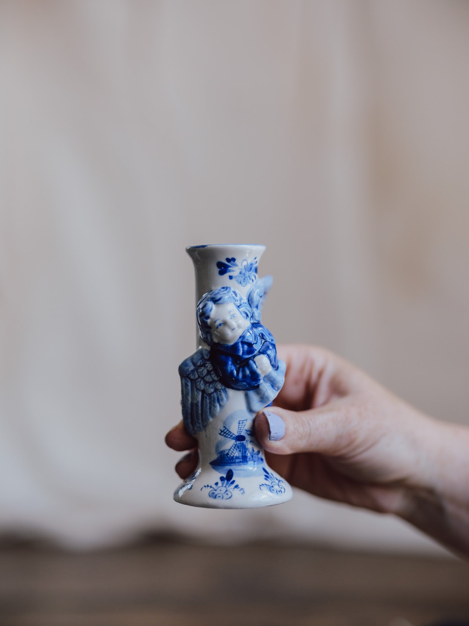 Delft Blue Angel Candlestick
