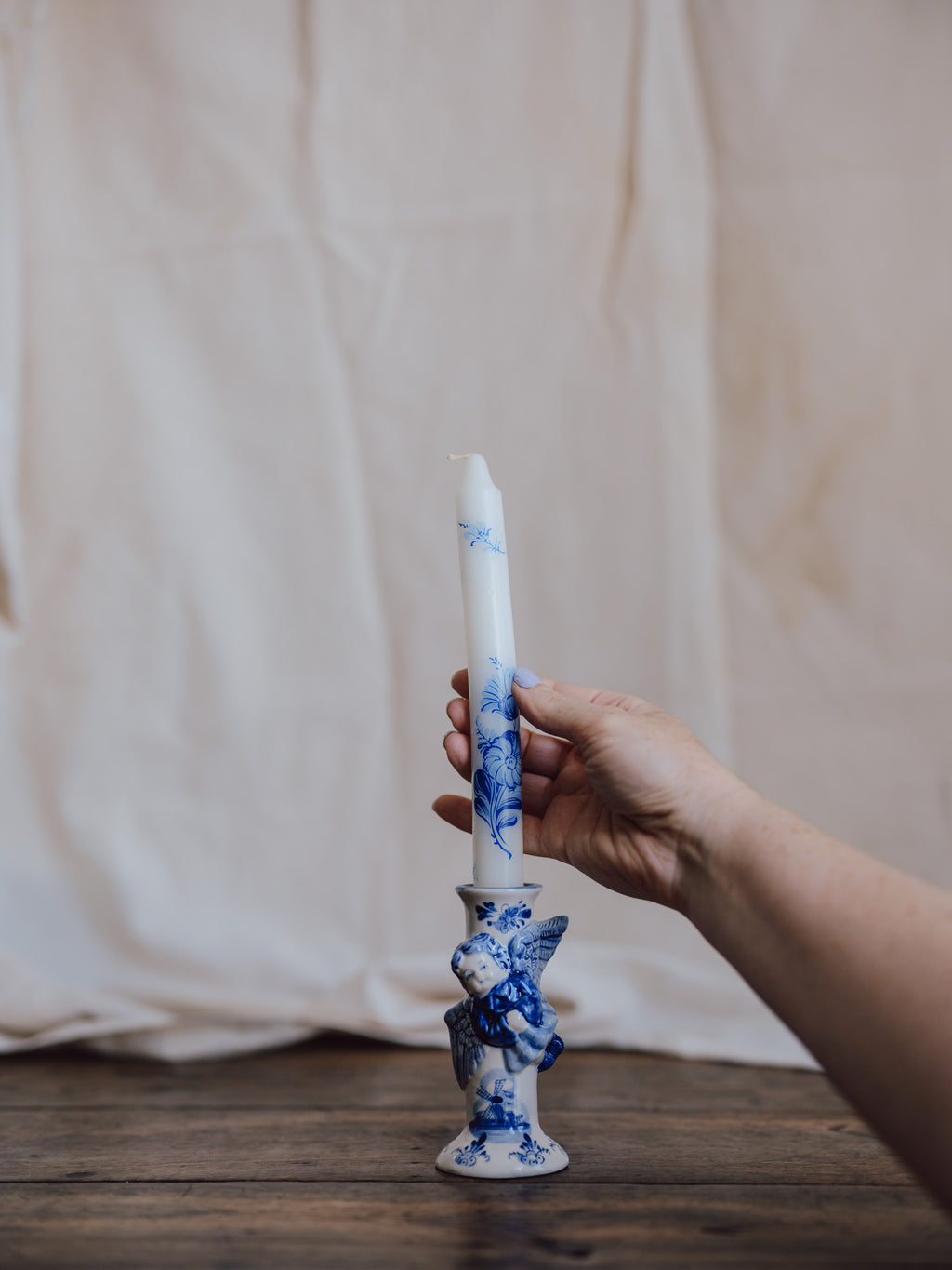 Delft Blue Angel Candlestick