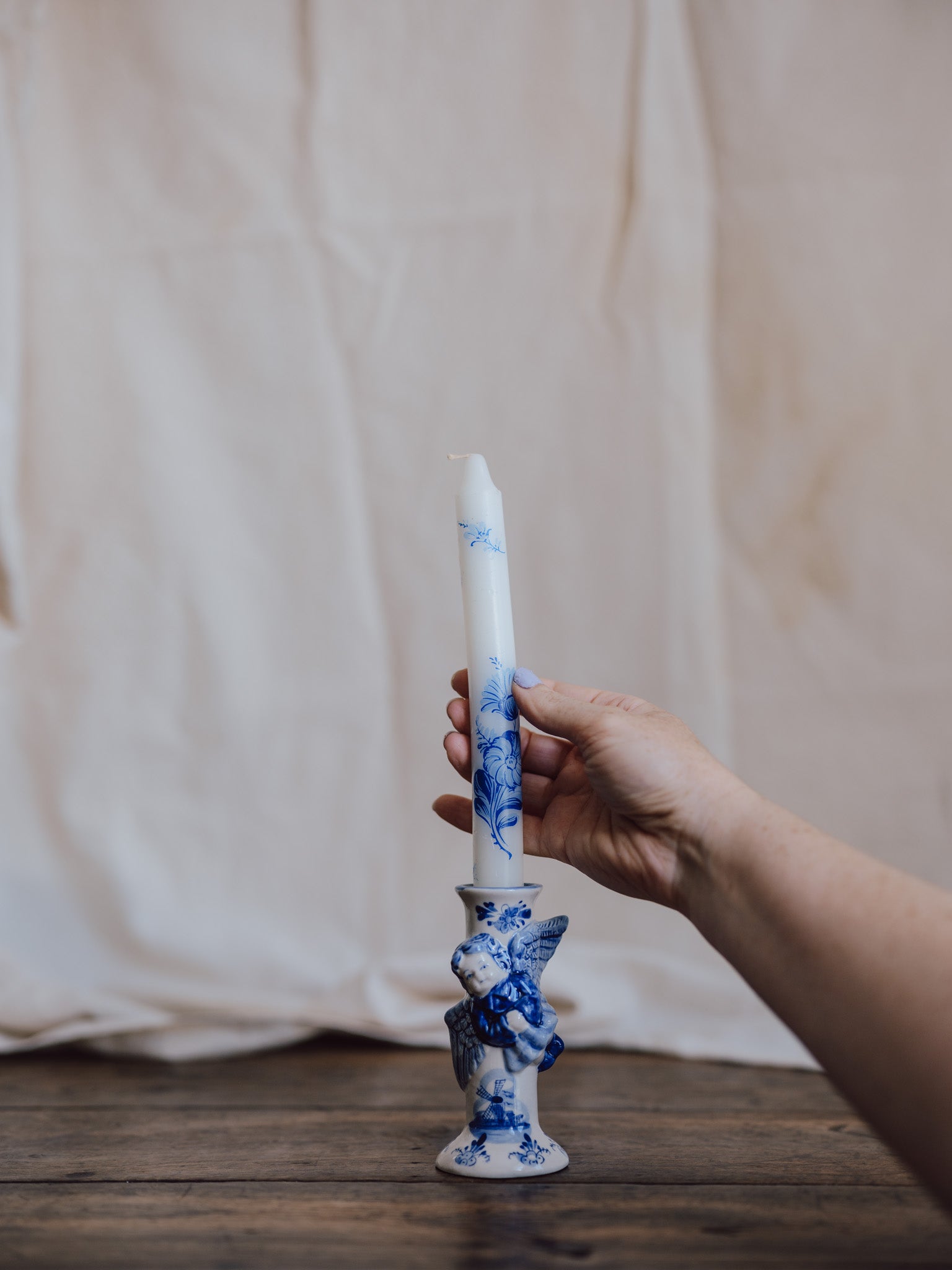 Delft Blue Angel Candlestick