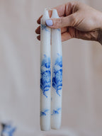 Delft Floral Candle Pair