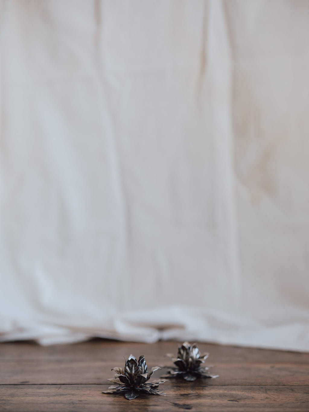 Vintage Italian Silver-Plated Lotus Candle Holder Pair