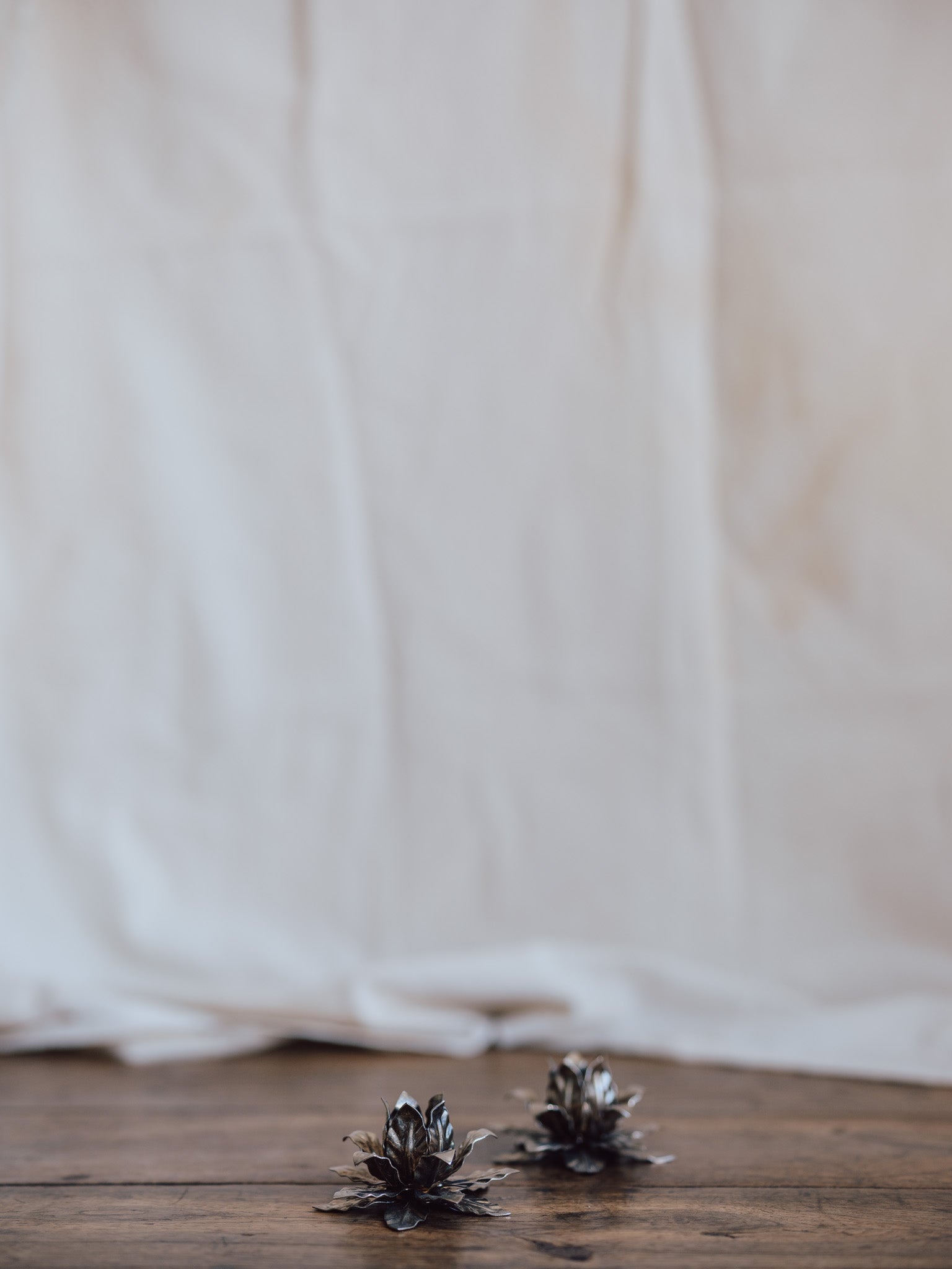 Vintage Italian Silver-Plated Lotus Candle Holder Pair