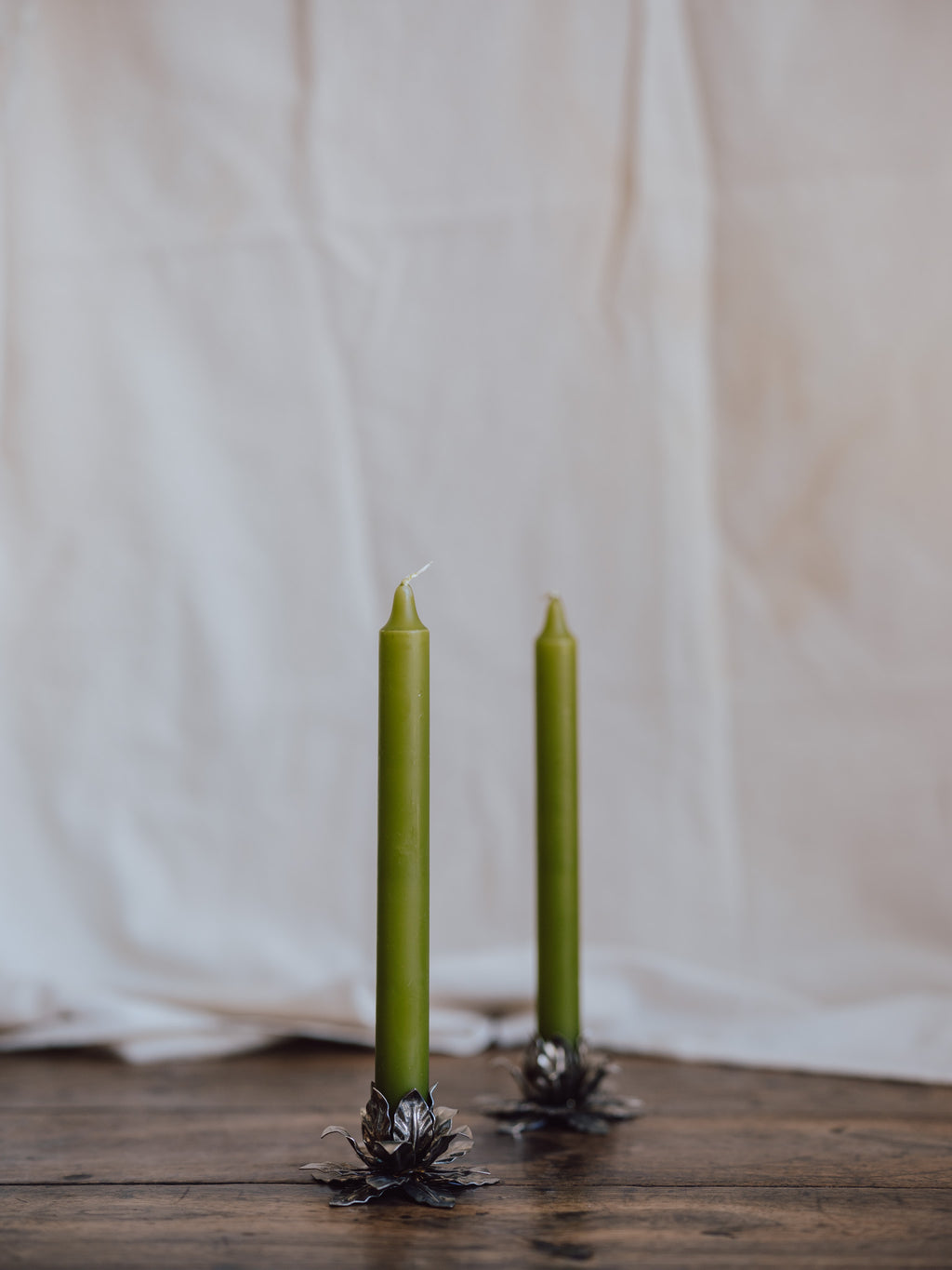 Vintage Italian Silver-Plated Lotus Candle Holder Pair