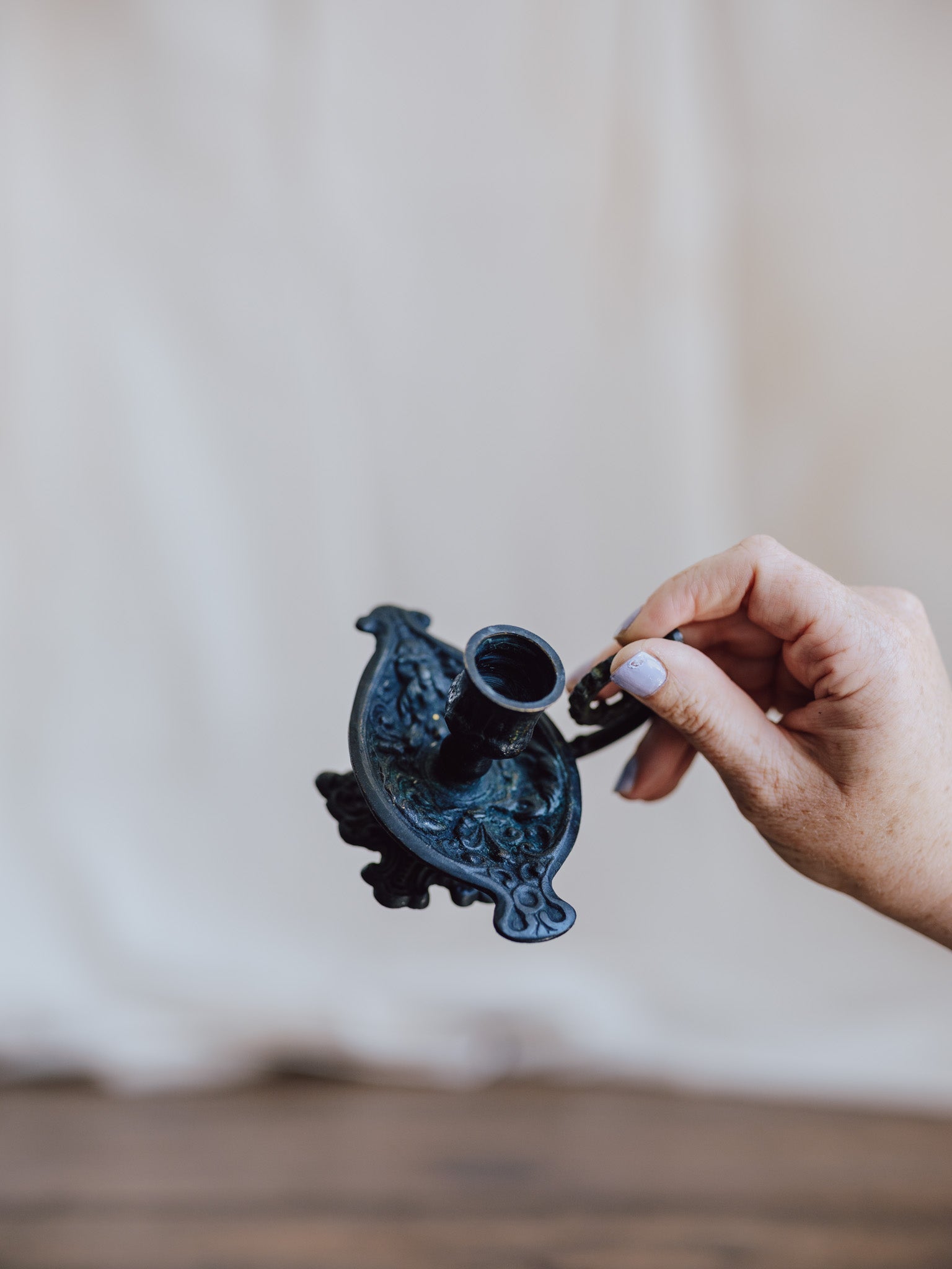 French Art Nouveau Brass Chamber Candlestick